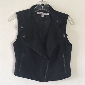 Faux suede, vegan leather black biker vest